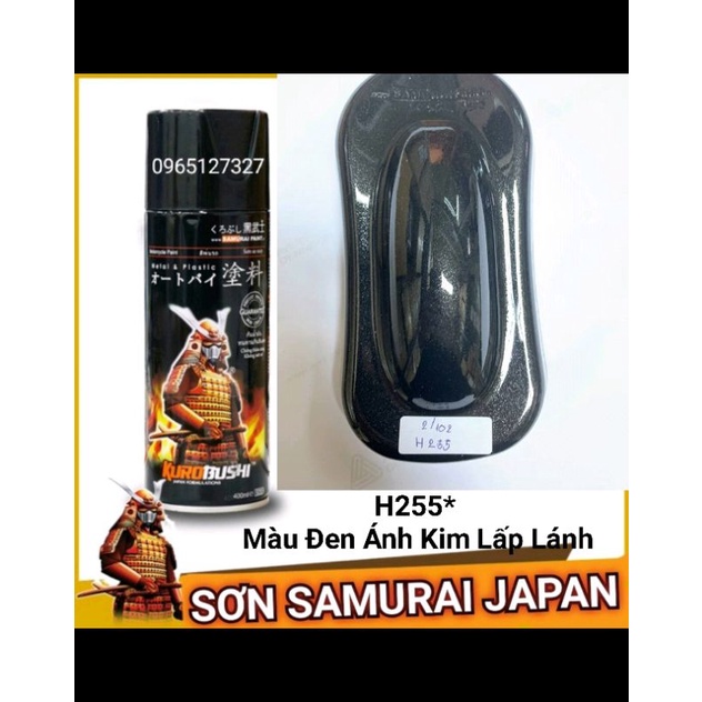 Sơn xịt Samurai Japan Màu Đen Ánh Kim lấp lánh . Mã H255*