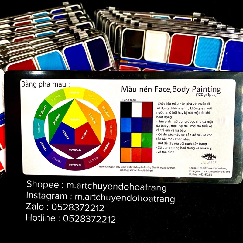 'SẴN' MÀU VẼ BODY PAINTING HÀNG XỊN TẶNG 5CỌ ĐI NÉT,VẼ MẶT VẼ CƠ THỂ HOÁ TRANG KHÔNG LEM KHÔNG TRÔI VỚI NƯỚC ẢNH THẬT! | BigBuy360 - bigbuy360.vn