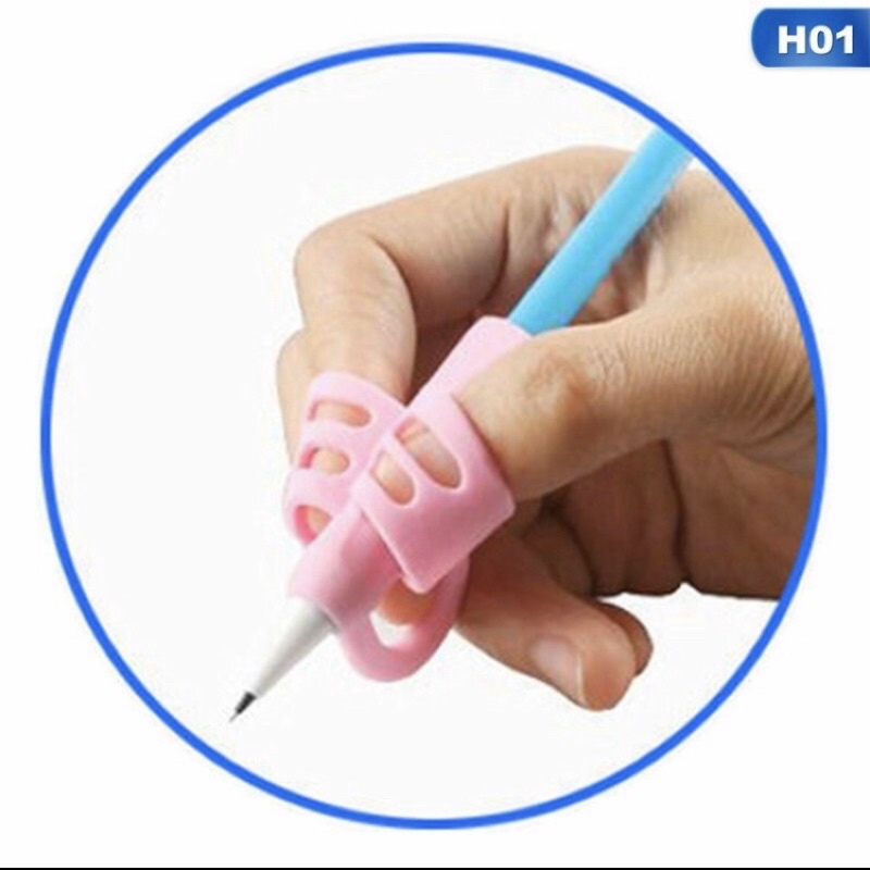 Dụng cụ xỏ ngón định vị tay cầm bút silicon chỉnh tư thế cầm bút đúng cho bé tập viết 9k/c