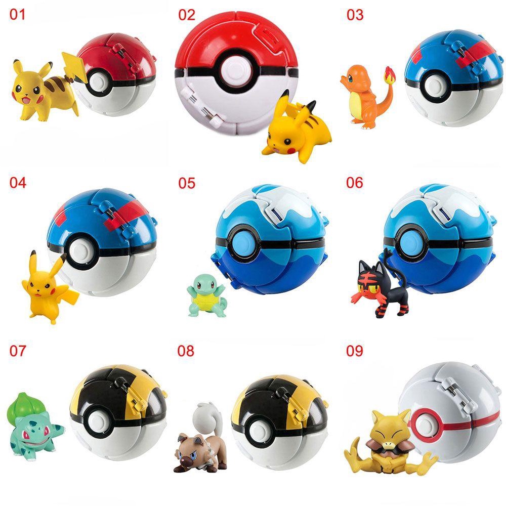 Future pokemon ball go battle pocket monter anime hình trẻ em quà tặng đồ chơi trẻ em ném mô hình biến thể pikachu charmander litten