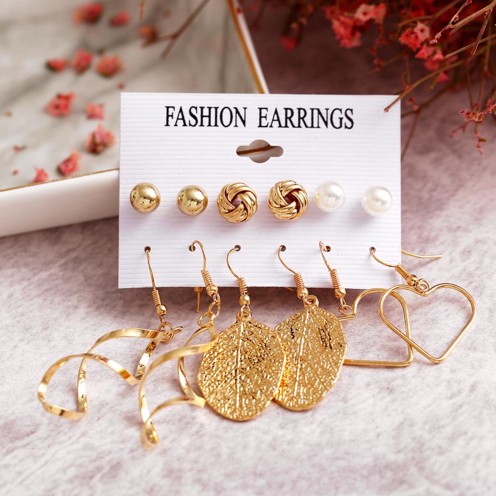 Set 6 cặp bông tai chiếc lá