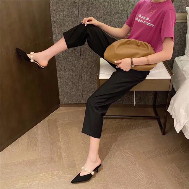 /-heart /-heart /-heart sục ngọc Zara xuất dư mũi nhọn màu đen Cao Cấp