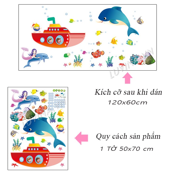 [GIÁ SIÊU TỐT]- [MUA DECAL TẶNG DECAL]-Decal trang trí lớp học, phòng ngủ cho bé-Tàu ngầm-[GIAO HÀNG NGAY]