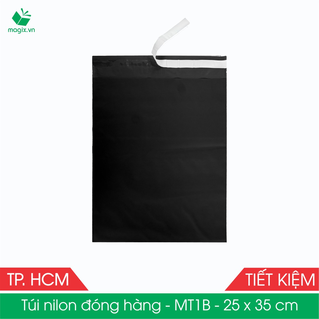 MT1B - 25x35 cm - Túi nilon TIẾT KIỆM gói hàng - 300 túi niêm phong đóng hàng màu ĐEN