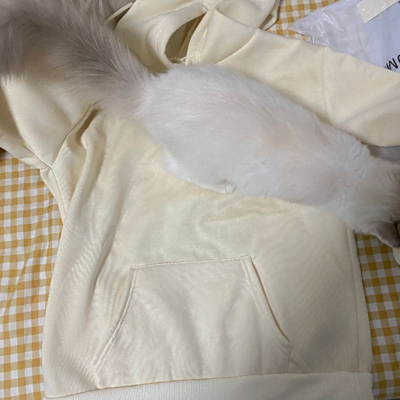 Áo hoodie nữ có lót nỉ ấm áp có ảnh chụp cận chất