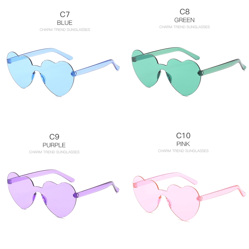 Kính Mát Gọng Trái Tim Trong Suốt Chống Tia Uv400 Thời Trang Cho Nữ