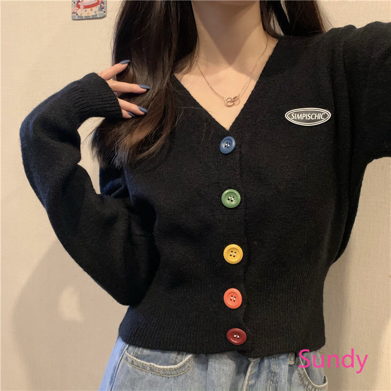 Áo Cardigan Cổ Chữ V Dáng Rộng Thời Trang Mùa Thu Cho Phụ Nữ