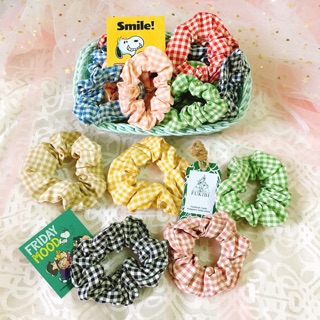 CỘT TÓC VẢI SCRUNCHIES CARO 2 SIZE ẢNH THẬT