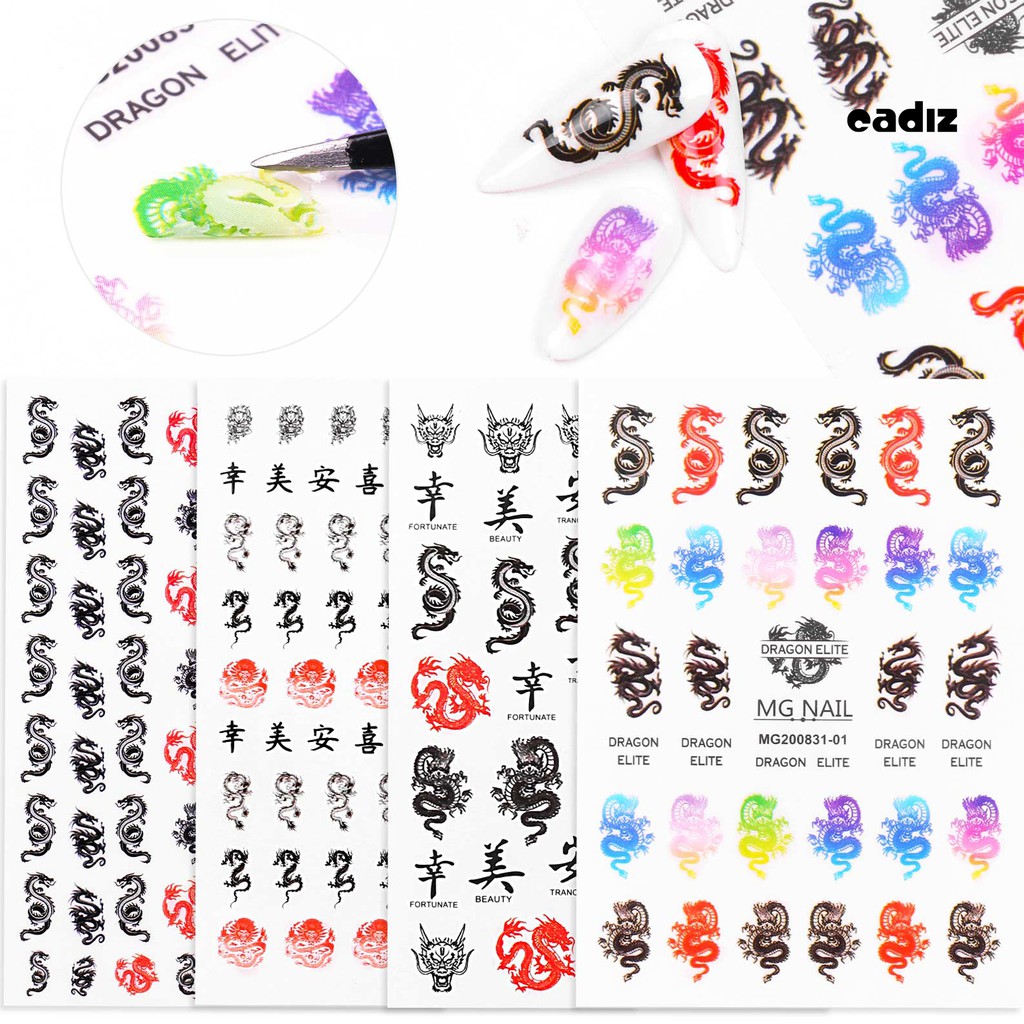 Hình dán trang trí móng tay họa tiết rồng đẹp mắt cá tính