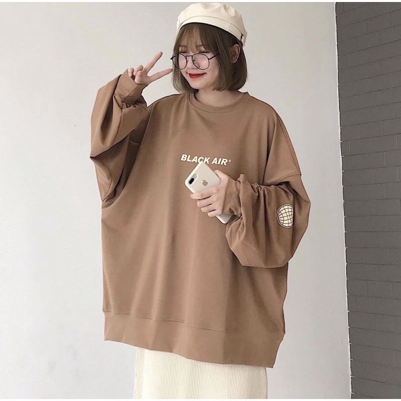 Áo Nỉ Form Rộng BLACK AIR Nữ [FREESHIP] 🌸 Sweater tay bồng oversize, hoodie in hình chữ cá tính Ulzzang 🌸 | BigBuy360 - bigbuy360.vn