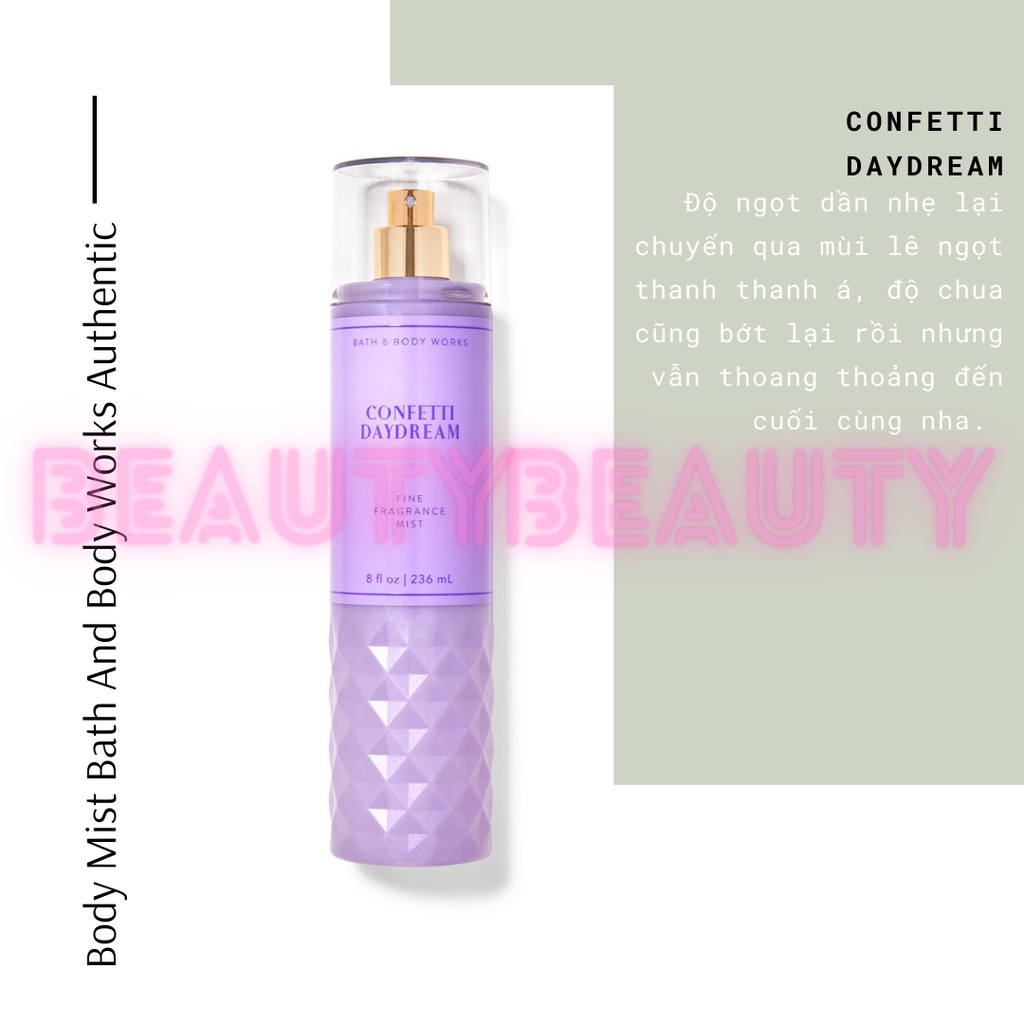 🎀Body mist / Xịt thơm toàn thân Bath & Body Works CONFETTI DAYDREAM
