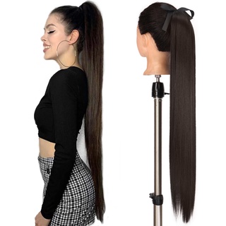 Ladies Fashion Long Straight Hair Fake Ponytail Black Brown Wig Wig Hair Extensions