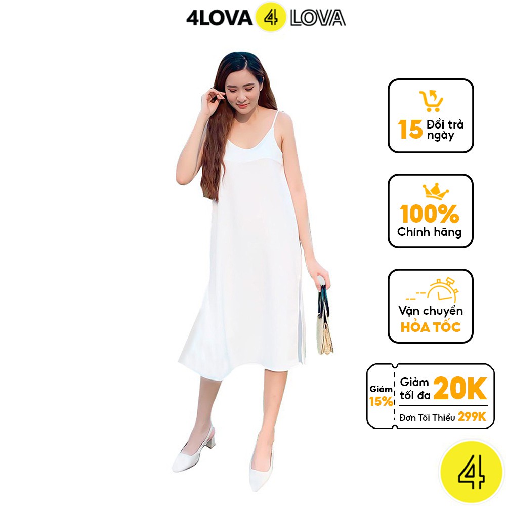 Váy đầm hai dây nữ xẻ tà 4LOVA chất vải lụa cao cấp nữ tính, quyến rũ - HÀNG MỚI VỀ