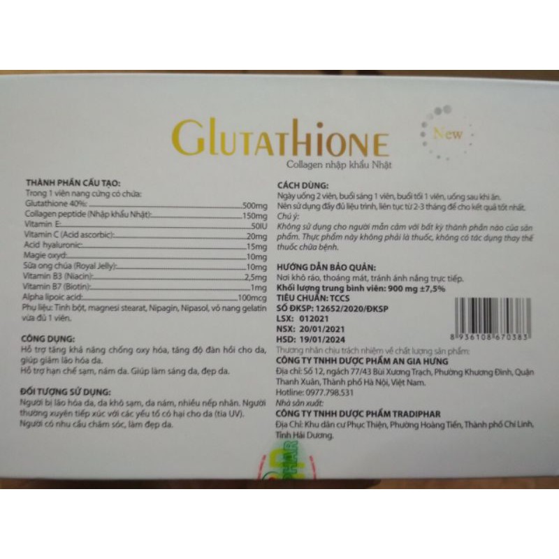 GLUTATHIONE NEW - Viên uống trắng da, mờ nám