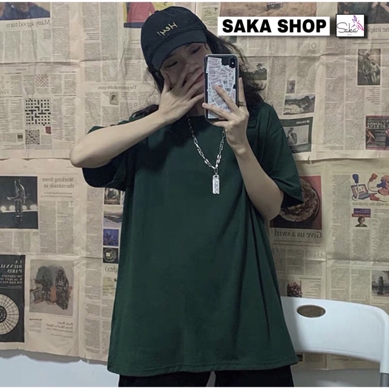 Áo thun tay lỡ trơn màu nam nữ dáng rộng cổ tròn unisex cotton dày dặn