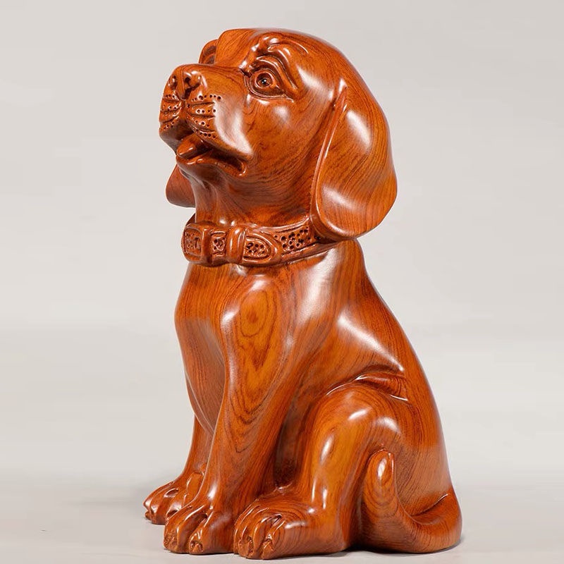 Tượng Gỗ Mun Hình Chú Chó Hoàng Đạo Chạm Khắc Thủ Công Trang Trí Nội Thất Phòng Khách