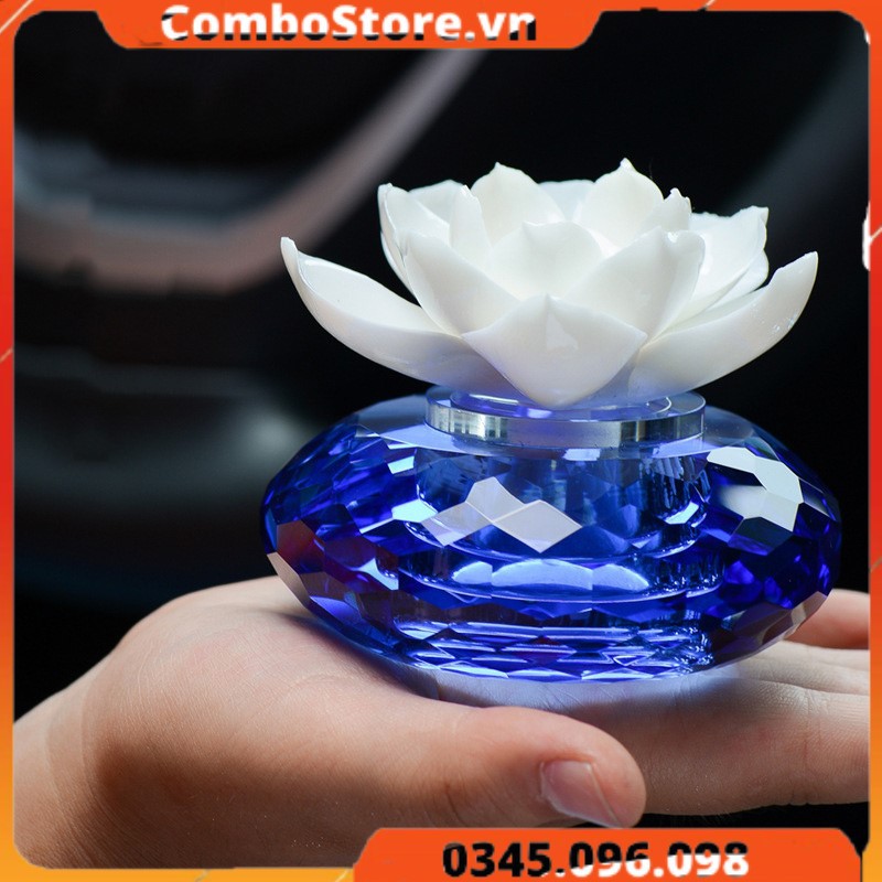 Nước hoa ô tô xe hơi pha lê đóa sen đặt taplo cao cấp