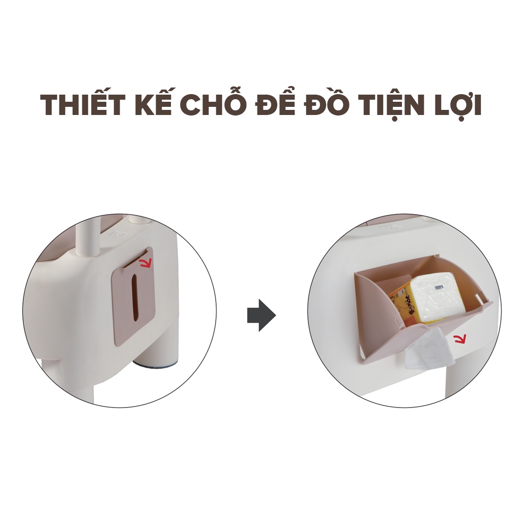 Bô vệ sinh người già, bà bầu, ghế vệ sinh có tựa  di động kê sát giường, phòng ngủ chịu lực 960KG  có thể nâng hạ 2 nấc