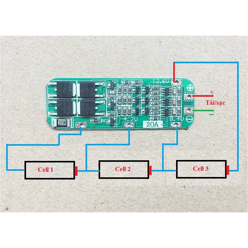 Mạch 3S 12V-20A Sạc cân bằng và bảo vệ pin 18650 / Li-ion 3.7v (có tính năng AUTO Recovery)