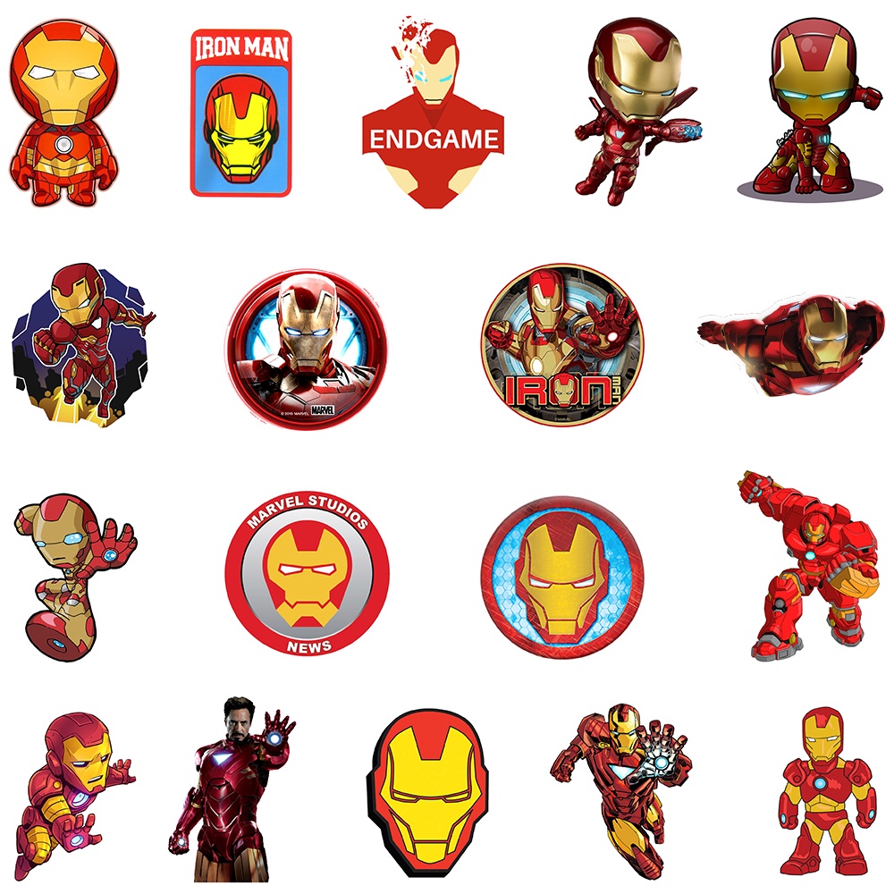 Bộ 10/35 Sticker Hoạt Hình Siêu Anh Hùng Ironman Trang Trí