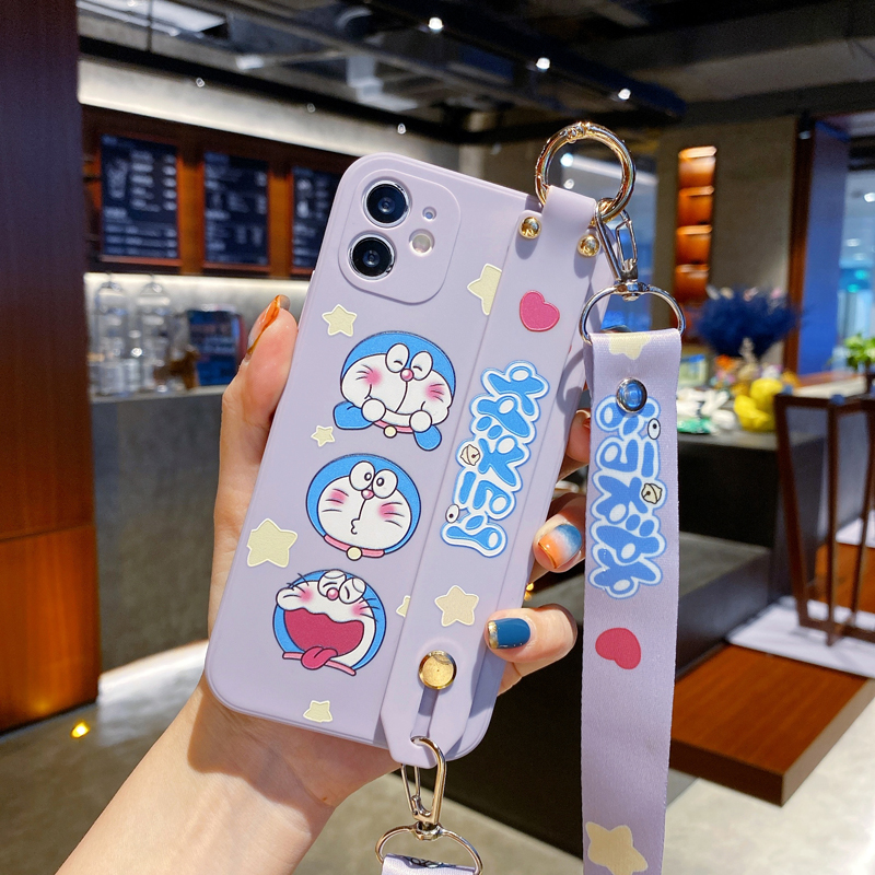 Ốp Lưng In Hình Doraemon Có Dây Đeo Xinh Xắn Cho Oppo Reno 5 4 A5 A9 2020 F1S A83 A57 A3S A7 A12 A5S F9 A91 R9S A52 A92