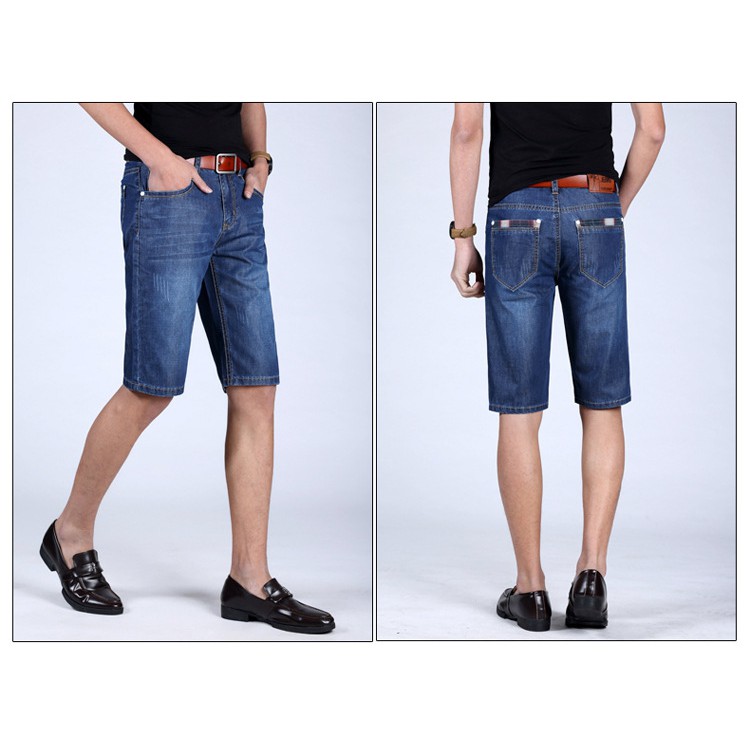 Seluar Quần Short Jean Cotton Mềm Mỏng Thời Trang Mùa Hè Cho Nam Size 28-38