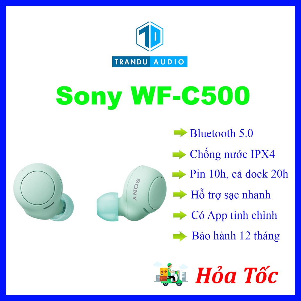 Tai Nghe True Wireless Sony WF-C500 Chính Hãng, Pin 10h, New Seal, Bảo Hành 12 Tháng Sony Toàn Quốc | Trần Du Audio