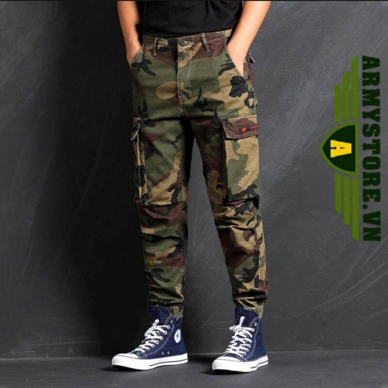 Quần jogger xanh lính thời trang cao cấp ARM-886 (Rằn ri đậm)