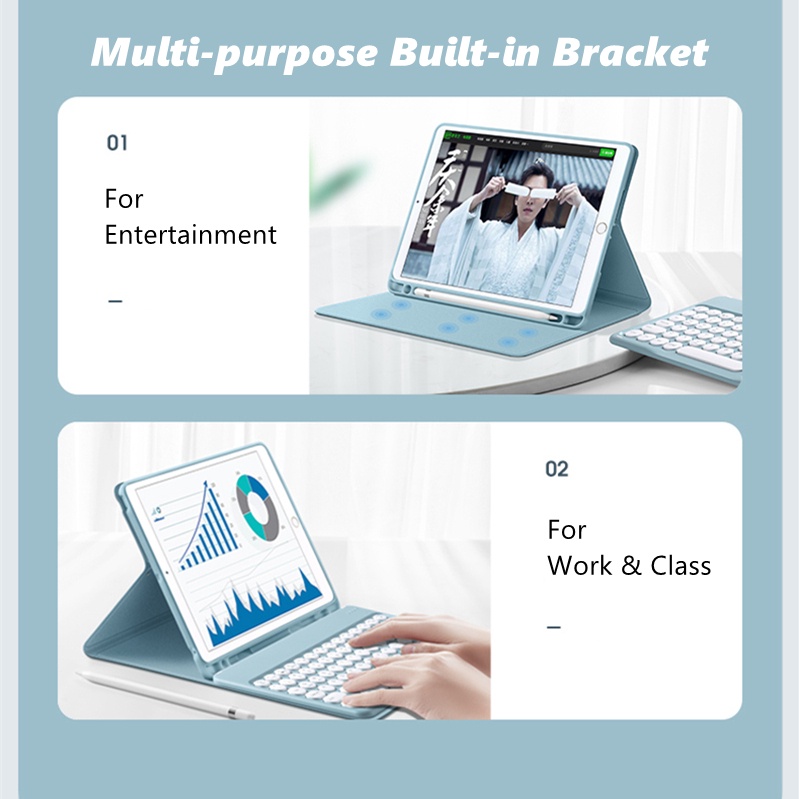 Bao Da Máy Tính Bảng Tích Hợp Bàn Phím Bluetooth Cho iPad 10.2'' iPad 7th/8th/9th Gen 10.9'' Air4/Air5 Pro11'' 2020/2021