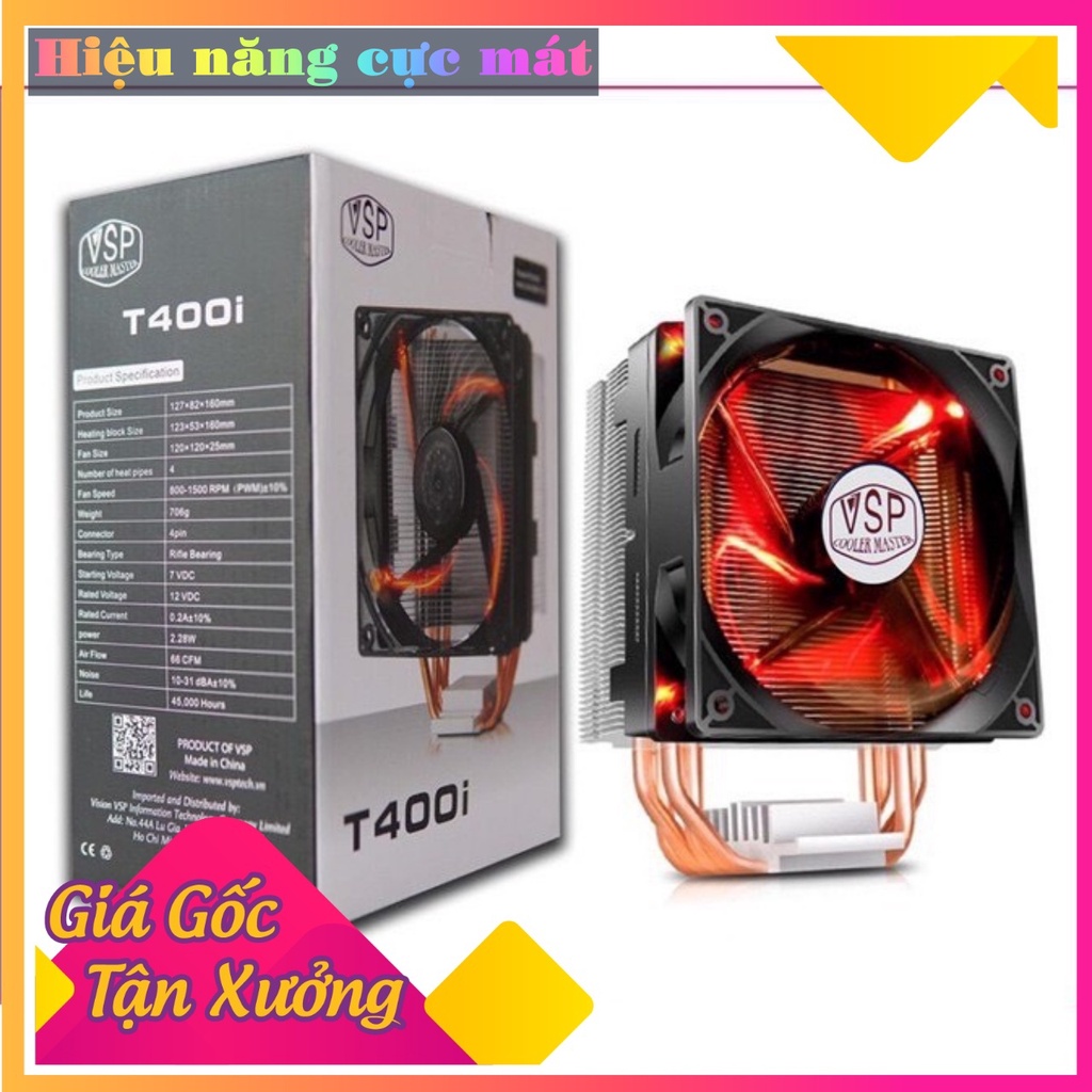 Quạt tản nhiệt PC, tản nhiệt CPU, tản khí T400i led RGB chính hãng 12cm hỗ trợ cả Intel và AMD AM4 - 𝓢𝓱𝓸𝓹 𝓢𝓸́𝓲 𝓗𝓸𝓪𝓷𝓰