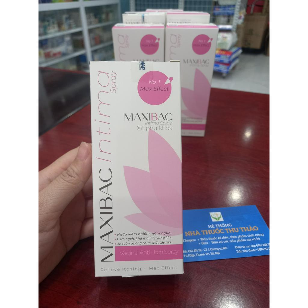 Dụng dịch vệ sinh, xịt phụ khoa Maxibac Intima, giảm ngứa tức thì, ngừa viêm nhiễm nấm ngứa, lộ tuyến.