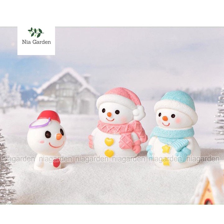 Trang trí noel mô hình giáng sinh mini decor cây thông vườn chậu cây Christmas người tuyết gấu Nia Garden N5