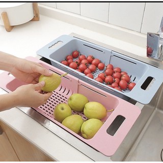 Rổ gác bồn rửa bát thông minh gấp gọn, khay nhựa đa năng có thể điều chỉnh kích thước.