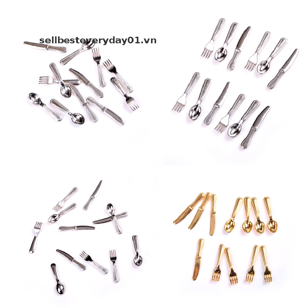Set 12 dao muỗng nĩa mini dành cho trang trí nhà búp bê
