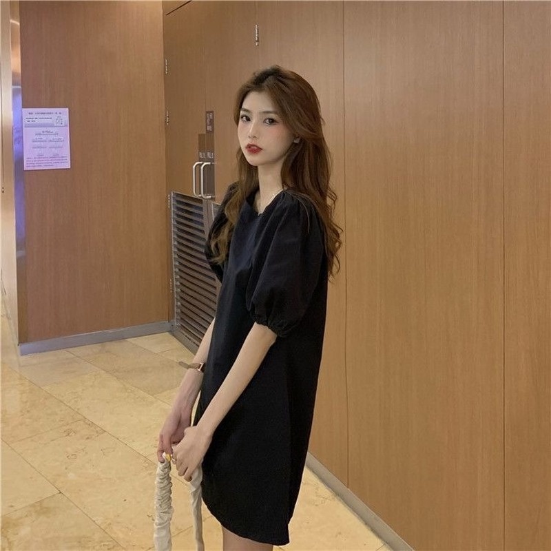 Đầm Tay Ngắn Phồng Phong Cách Retro Thời Trang Mùa Hè Cho Nữ