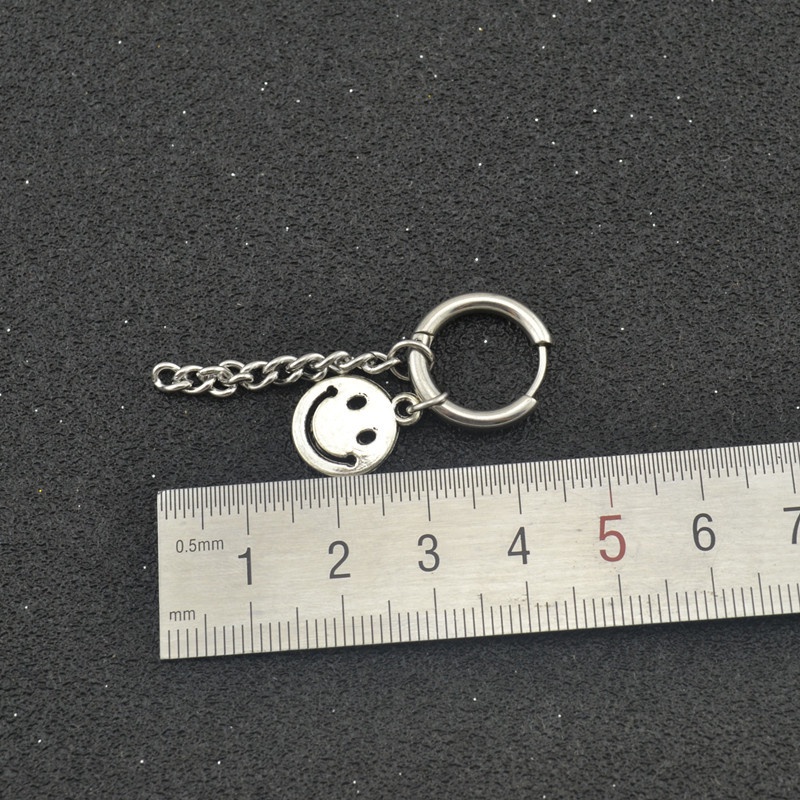 Khuyên Tai Bông Tai Nam Nữ Dáng Dây Xích Mặt Cười Thép Titan Không Gỉ CH01