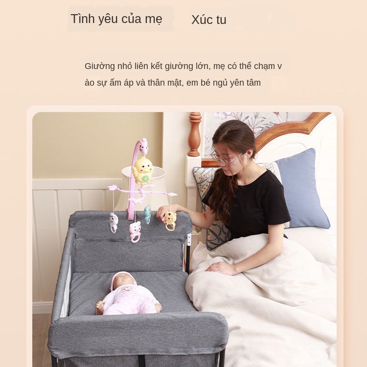 GhếTăng giường cũi trẻ em bb di động có thể gấp lại cho sơ sinh khâu lớn trong nhỏ phong cách Châu Âu