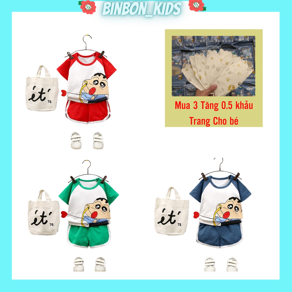Quần Áo Trẻ Em Bộ Cộc Tay Cho Bé In Hình Shin Dễ Thương Chât Cotton Cao Câp từ 6 đến 27kg BINBON KIDS