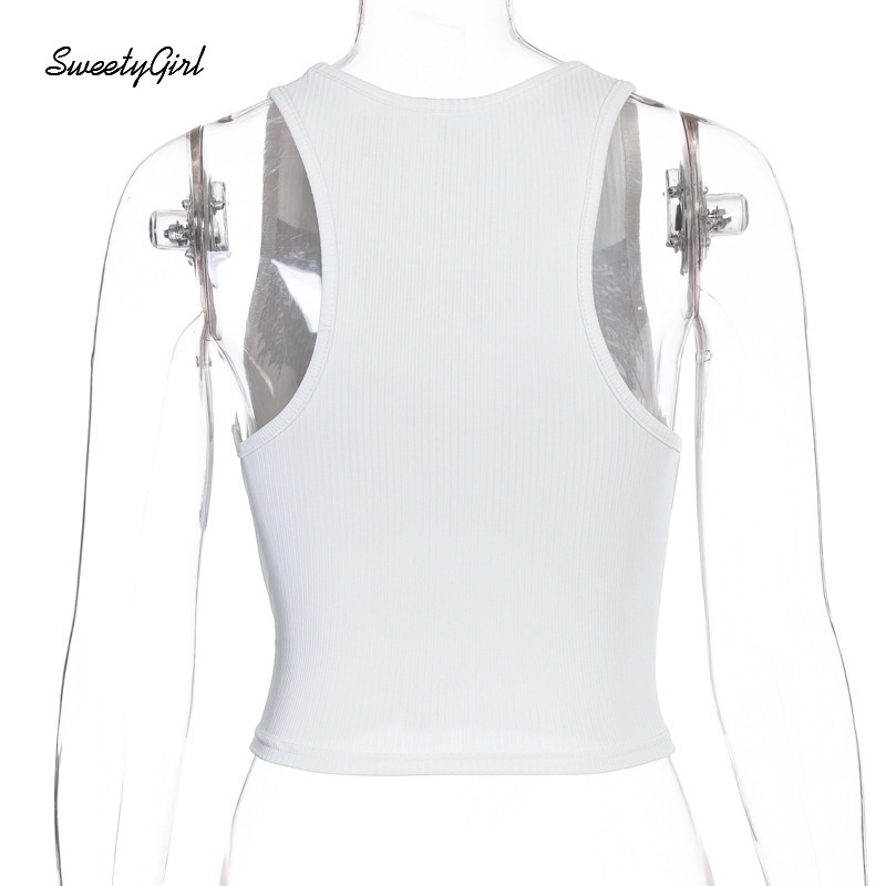 Áo Sát Nách Cổ Tròn In Họa Tiết Hoạt Hình Màu Sắc Tương Phản Thời Trang Cho Nữ