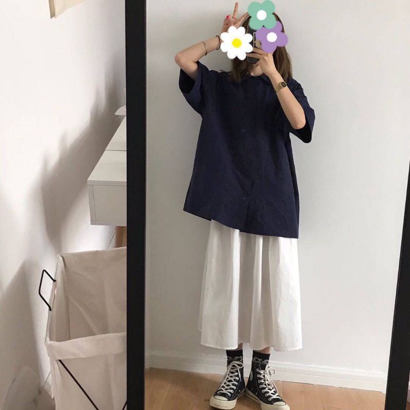 Chân váy dài trắng ulzzang, chân váy dài vintage phong cách Hàn Quốc | BigBuy360 - bigbuy360.vn