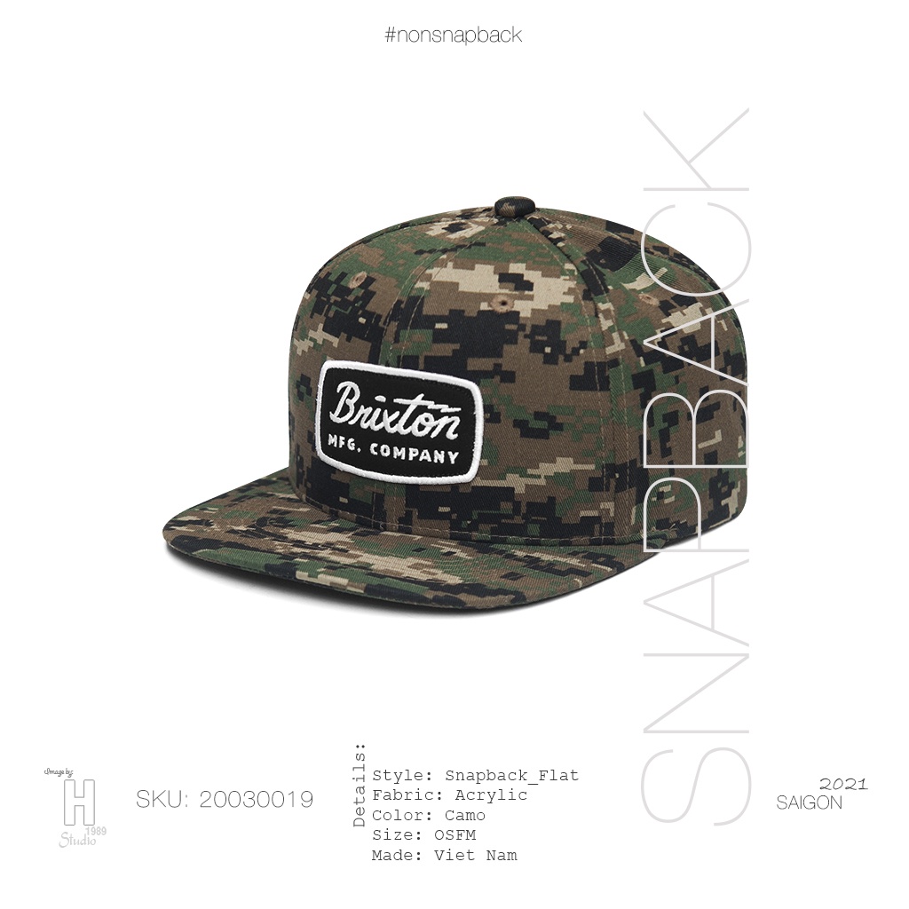 Mũ snapback thời trang nam màu vải lính cao cấp logo thêu hàng chất lượng tiêu chuẩn xuất khẩu khóa gài bấm free size