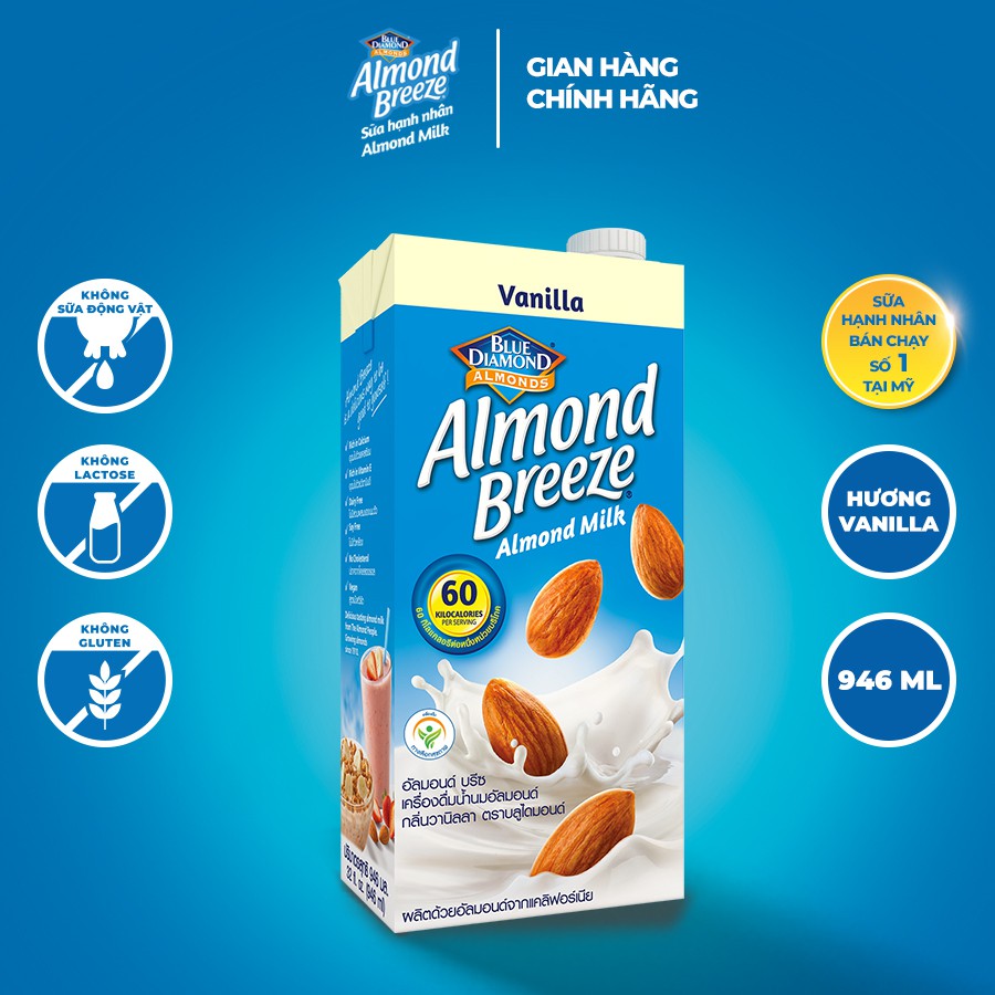 Nhập almo5 giảm 5% đơn 199k sữa hạt hạnh nhân almond breeze vanilla 946ml - ảnh sản phẩm 1