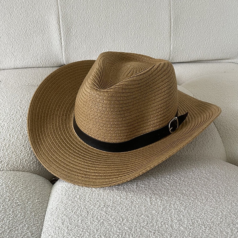 Mũ Rơm Cao Bồi Thoáng Khí Thời Trang Đi Biển Mùa Hè Cho Nữ