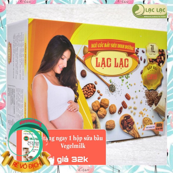 Ngũ cốc bầu lạc lạc- Ngũ cốc bà bầu- Ngũ cốc bầu siêu dinh dưỡng lạc lạc (hộp 600gr=30 gói)