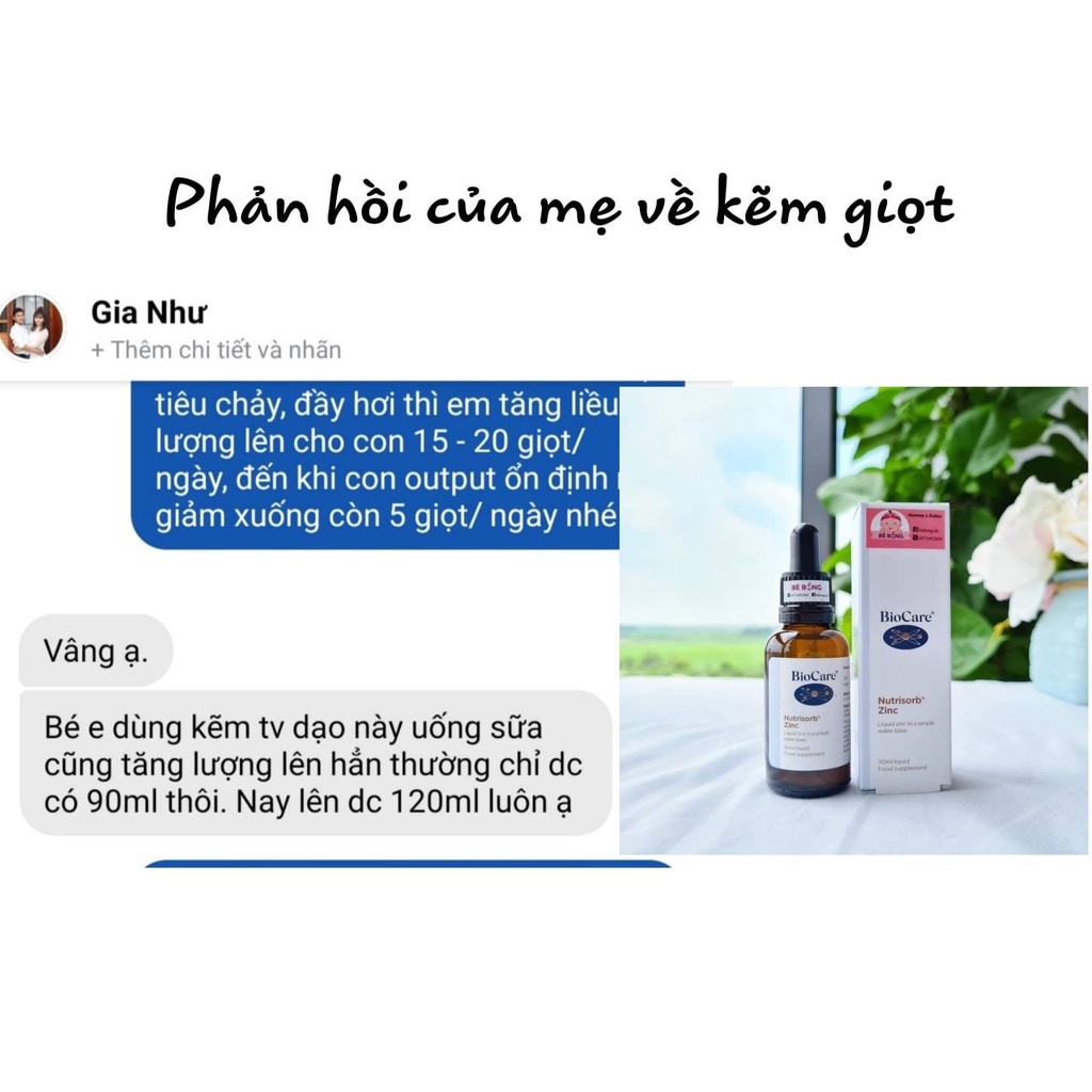 Kẽm giọt Zinc Biocare Anh 30ml cho trẻ từ 1 tháng