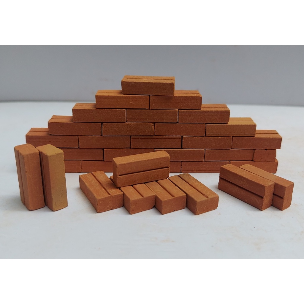 100 viên - GẠCH THẺ Mini 20x10x5mm, Gạch Đất Sét Nung Mô Hình, Tiểu Cảnh.