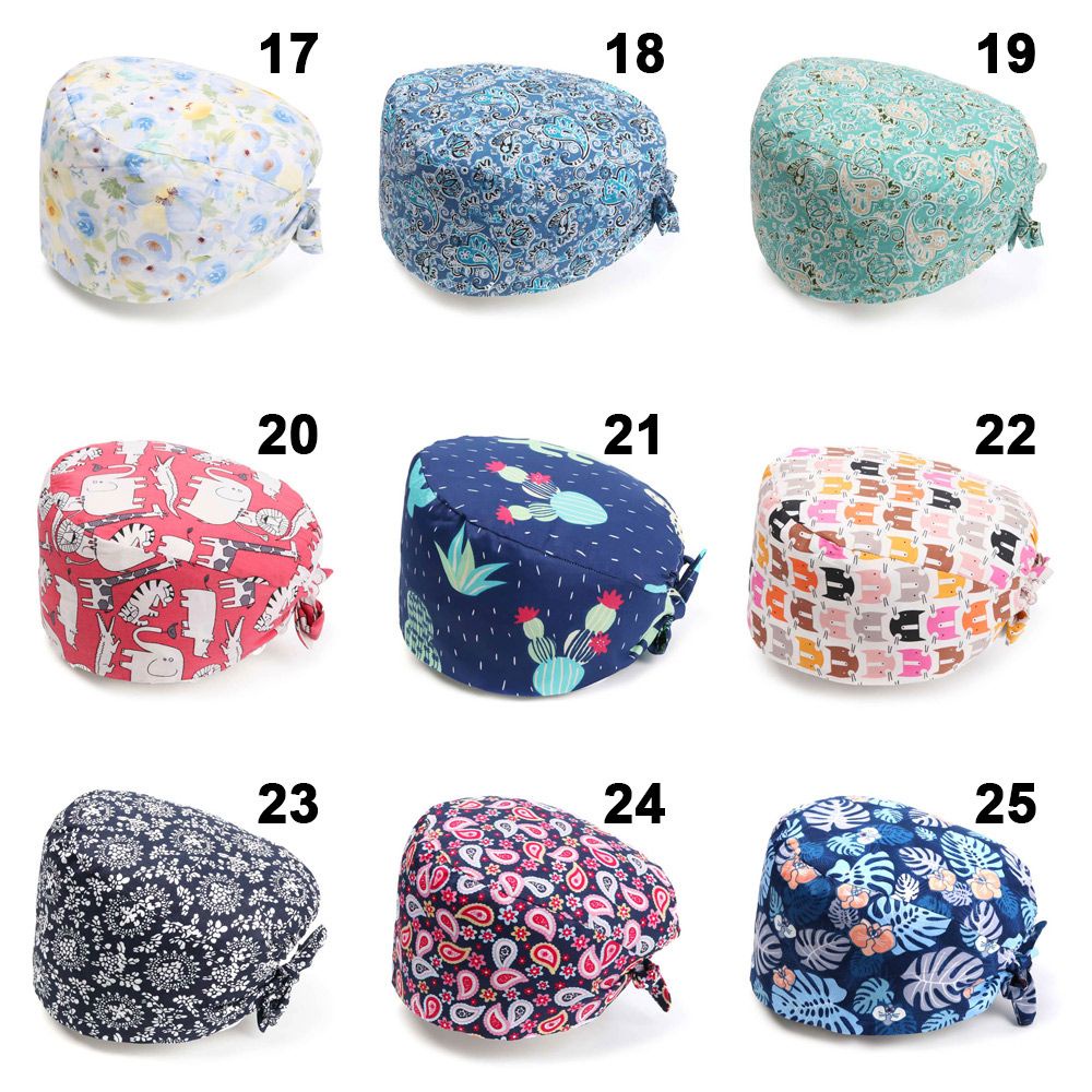 Mũ trùm đầu phẫu thuật bằng cotton co giãn có thể điều chỉnh gồm 25 kiểu màu tùy chọn sành điệu