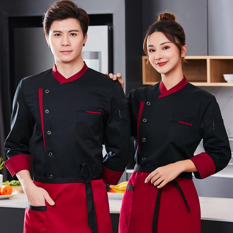 Đồng Phục Đầu Bếp Khách Sạn Dài Tay Vải cotton Cho Nam Nữ