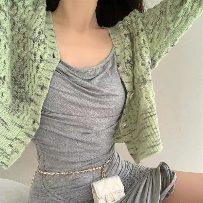 Áo Sweater Dệt Kim Cổ V Kiểu Hàn Quốc Thời Trang Mùa Thu Cho Nữ