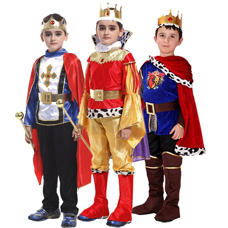 Halloween Trẻ em Cosplay trang phục nam Quần áo Aladdin Vua Hoàng tử Tops + quần + Bộ Thái + Cloak + Belt + dây đeo cổ tay